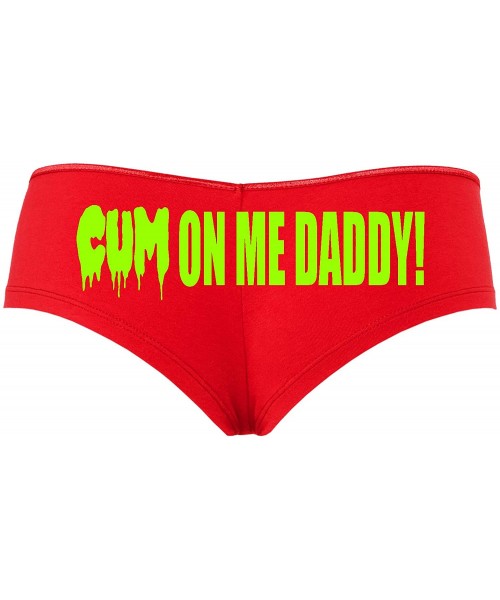 Panties DDLG Cum on Me Daddy for Daddys Little Slut Sexy Red Boyshort - Lime Green - CN18SO0U3K6