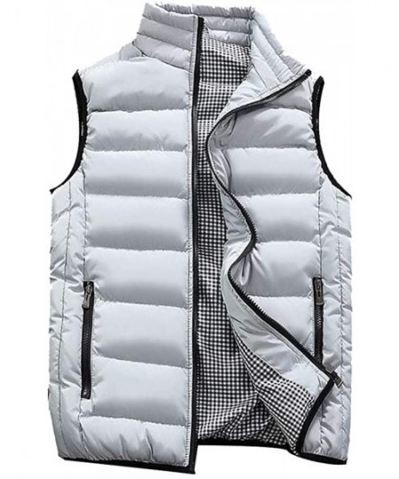G-Strings & Thongs Men's Autumn Winter Full Zip Lightweight Water-Resistant Packable Puffer Vest - Gray - C01954702NC