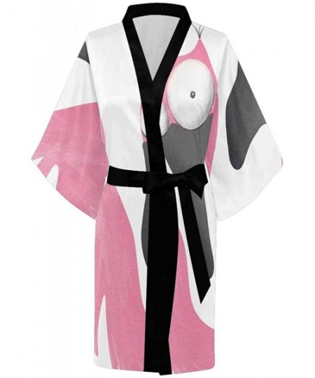 Robes Custom Panda Glass Jar of Hearts Women Kimono Robes Beach Cover Up for Parties Wedding (XS-2XL) - Multi 5 - C4194UA20Z5