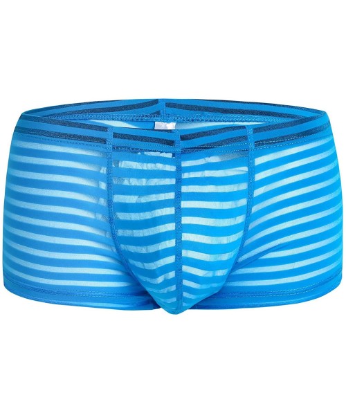 Shapewear Men's See Through Fishnet Bikini Briefs Elastic Low Rise Panties Underwear - Blue - C919DHXMWE4