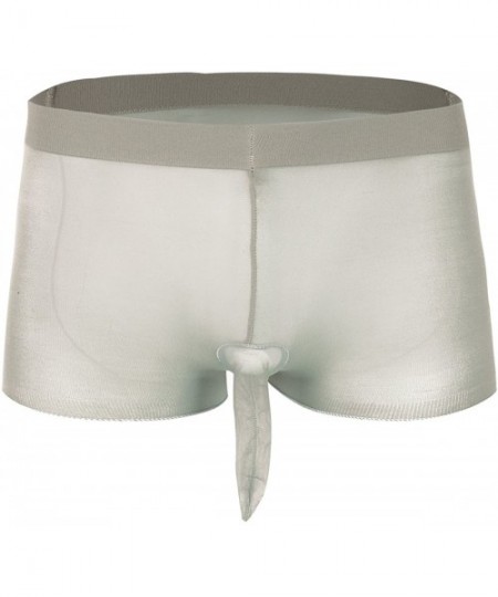 Boxers Unisex Mens Womens Nylon See Through Boxer Briefs Seamless Stocking Short Pants Underwear - Gray Closed Sheath - CO18H...