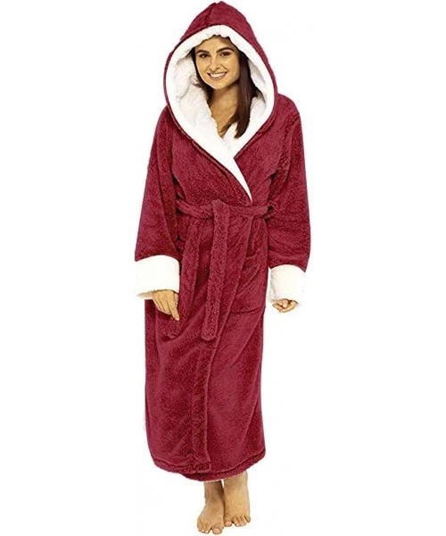 Nightgowns & Sleepshirts Women Winter Soft & Cosy Plush Lengthened Shawl Bathrobe Home Long Sleeved Robe Coat Hooded Dressing...