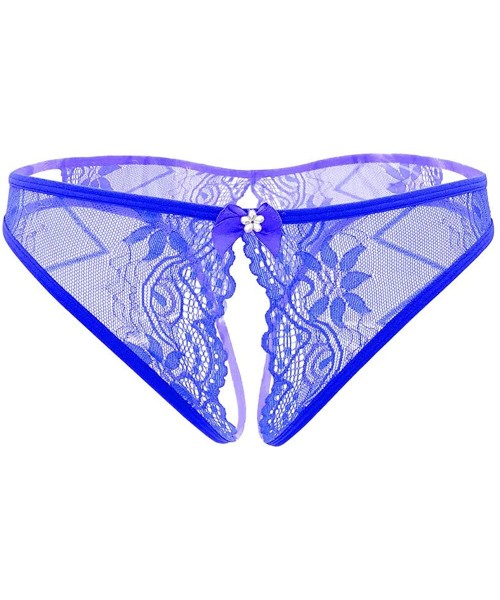 Panties Women Sexy Panties Cheeky Floral Lace Briefs - Blue - C418UW2EQOI