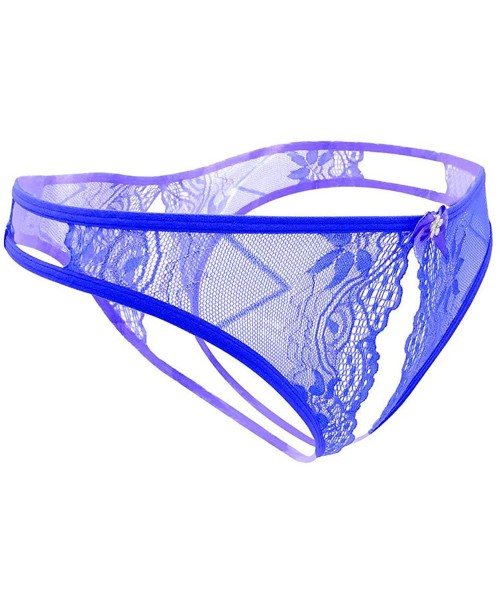 Panties Women Sexy Panties Cheeky Floral Lace Briefs - Blue - C418UW2EQOI
