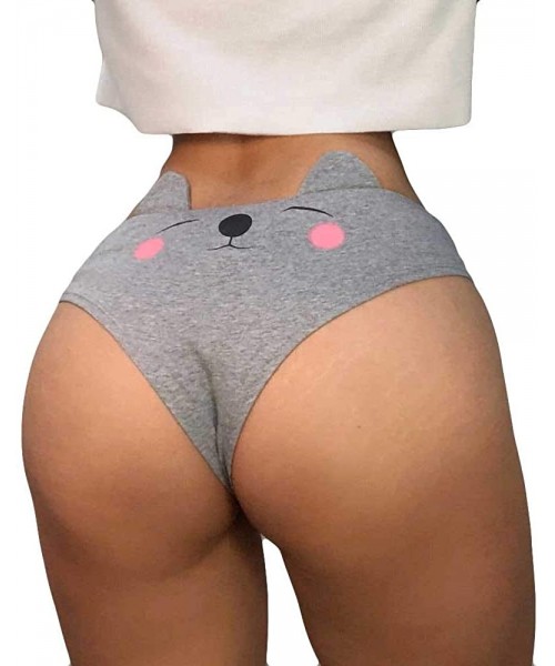 Panties Cute Panties for Women Teen Girls Cotton Funny Lingerie G-String Briefs Underwear Panties T String Thongs - Gray - CS...
