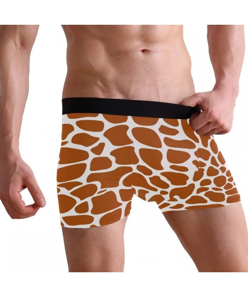 Boxer Briefs Giraffe Print Mens Boxer Briefs Underwear Breathable Stretch Boxer Trunk with Pouch - Brown - CQ18MHUM9UE