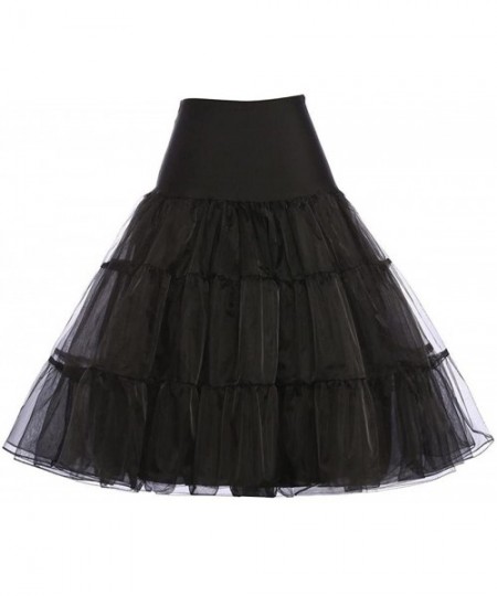 Slips Women's 50s Petticoat Underskirt Tutu Crinoline Skirts Ballerina Skirt Dress Size S (Black) - Black - CG18W5K288R