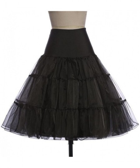 Slips Women's 50s Petticoat Underskirt Tutu Crinoline Skirts Ballerina Skirt Dress Size S (Black) - Black - CG18W5K288R