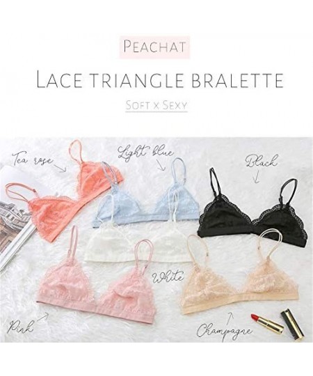 Bras Lace Bralettes for Women Floral Adjustable Thin Strap V Neck Hook Eye Unpadded Triangle Bralette Wire Free Bra - 5 Pack(...