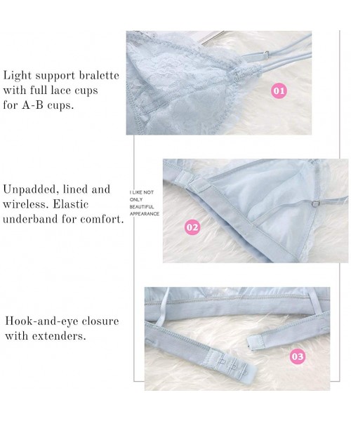 Bras Lace Bralettes for Women Floral Adjustable Thin Strap V Neck Hook Eye Unpadded Triangle Bralette Wire Free Bra - 5 Pack(...