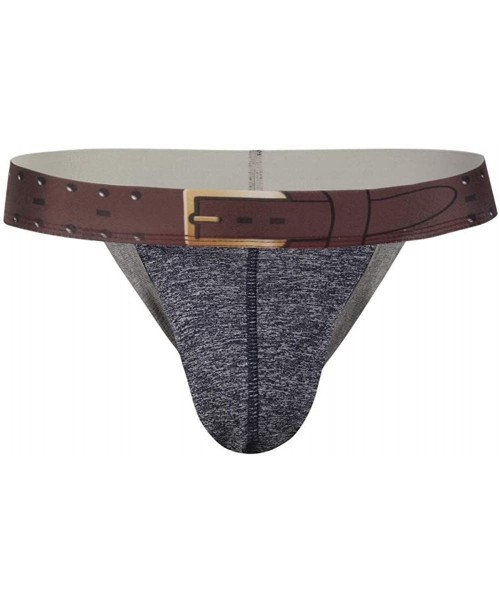 G-Strings & Thongs Men's Belt Print Bulge Pouch Breathable G-Sting Bikini Backless Underwear - Navyblue - CF18QOIXGXO