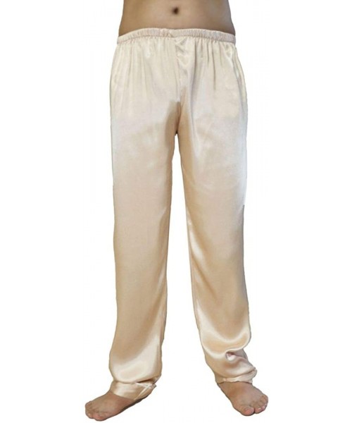 Sleep Sets Mens Satin Silk Sleepwear Pyjamas Pants Nightwear Loungewear Pajama Bottoms Trousers XS-XXXL - Champagne - C31874R...
