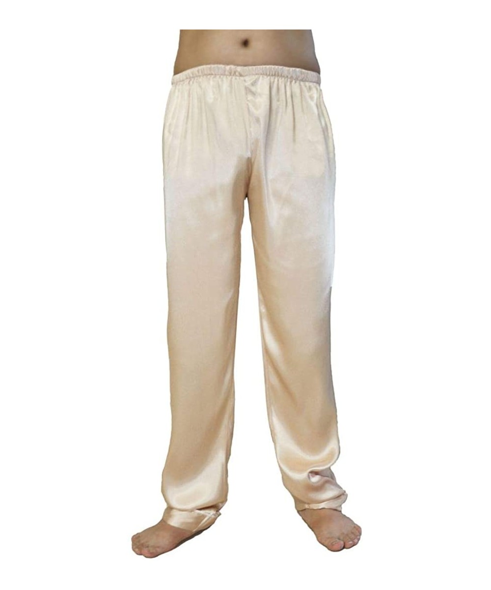 Sleep Sets Mens Satin Silk Sleepwear Pyjamas Pants Nightwear Loungewear Pajama Bottoms Trousers XS-XXXL - Champagne - C31874R...