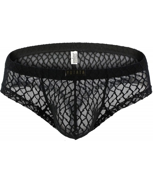Briefs Men Briefs Lace Silk Low Rise Bikini Briefs and Breathable Underwear B175 - 1-pack Black - CE18TML0XS7