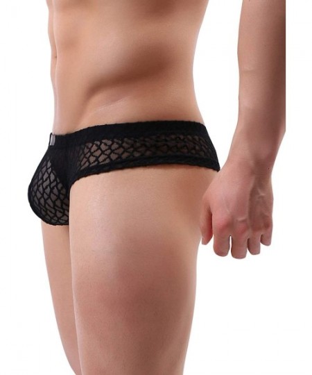 Briefs Men Briefs Lace Silk Low Rise Bikini Briefs and Breathable Underwear B175 - 1-pack Black - CE18TML0XS7