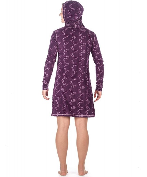 Nightgowns & Sleepshirts Womens Microfleece Sleep Hoodie - Hearts Purple - Small - CH11U64FHQJ