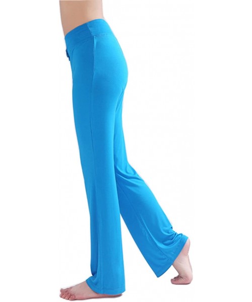 Bottoms Women's Soft Slimming Lounge Pants Yoga Pants Bell-Bottom Pants Flared Bottoms Pants - Blue - CN11XF1PXIR