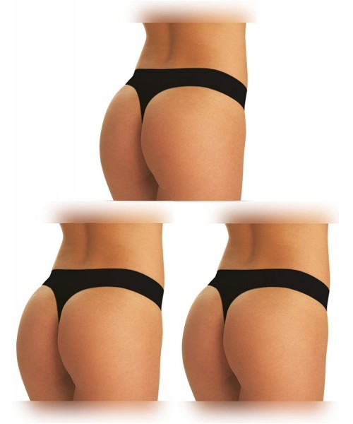 Panties Three Thongs Women's Tangas Seamless Made in Italy - 3 Black - C918E8W3T4R
