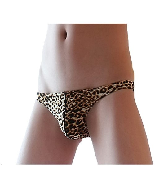 Briefs Men's Underwear Cotton Erogenous T-Back Low Waist Underpants Sexy Briefs Boxers - Leopard Print - C012JTWQRUD