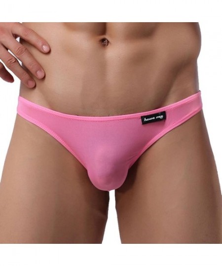 Briefs Men Briefs Breathable Ice Silk Triangle Bikinis and Briefs D318 - 1-pack Pink1 - CK126760ECL