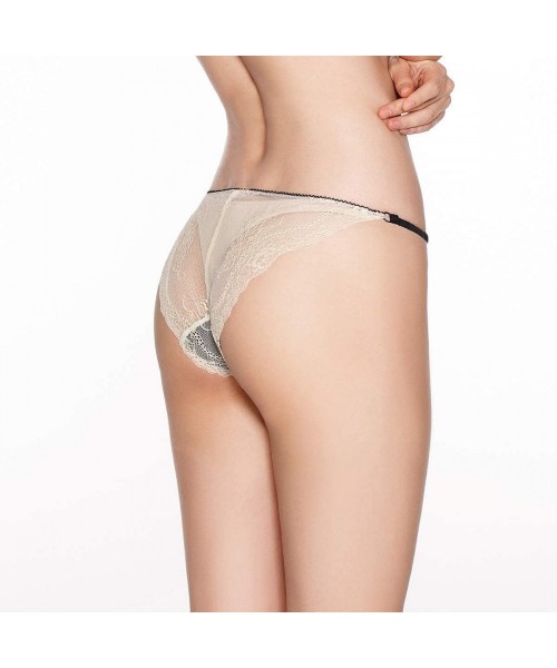 Panties Bella Floral Sheer Lace Comfortable Bikini Panties Underwear for Women - Ivory Medium - CZ11T4T7QP7