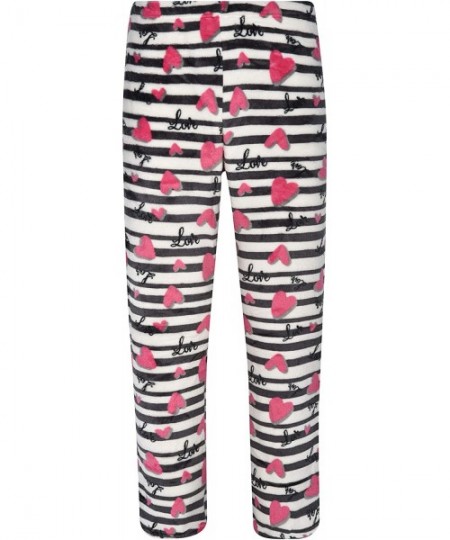 Sets Women's Coral Fleece Pajamas - Coral Fleece- Love Stripe Print/Sugarplum Pink - CA18AQIDOKE