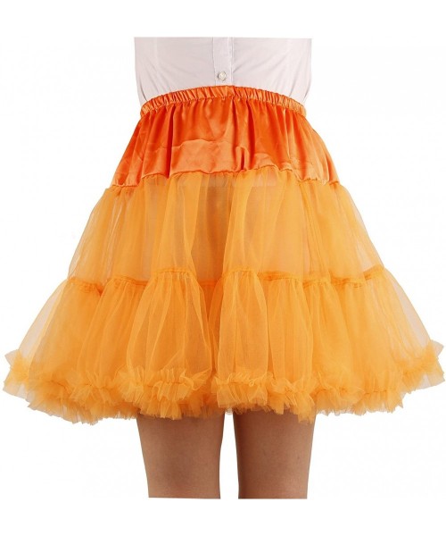 Slips Women's Princess Layered Puff Skirt Mini Tutu Skirt Short Petticoat - Orange - CY12O7DO1MQ
