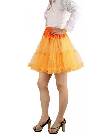 Slips Women's Princess Layered Puff Skirt Mini Tutu Skirt Short Petticoat - Orange - CY12O7DO1MQ