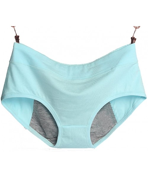 Panties 3Pcs Women Menstrual Period Briefs Leakproof Panties Postpartum Bleeding Underwear - Blue - C4187U4D3HE