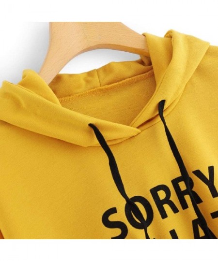 Tops Womens O-Neck Hoodie Jumper Long Sleeve Letter Print Sweatshirt Pullover Tops - Yellow - C518YG3MUT4