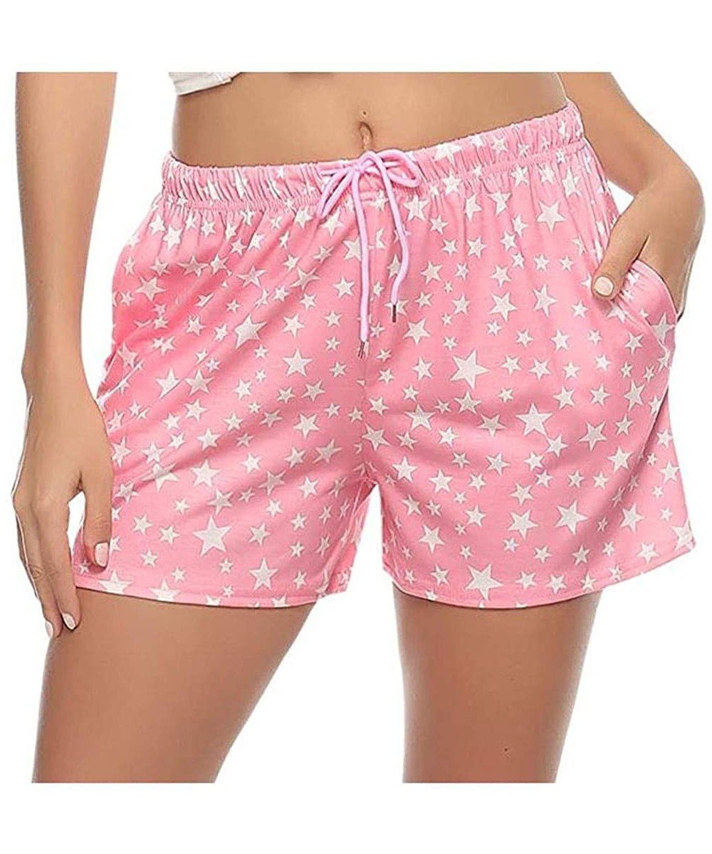 Bottoms Star Print Fashion Casual Shorts Women's Pajama Pants Shorts Summer Sleepwear 2020 Shorts - Pink - CU19DHHYQTU