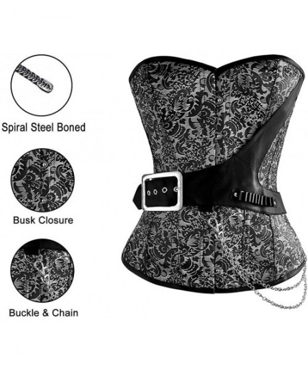 Bustiers & Corsets Women's&Lady's Fashion Victorian Steampunk Spiral Steel Boned Brocade Belt Corset Overbust Bustiers Top - ...