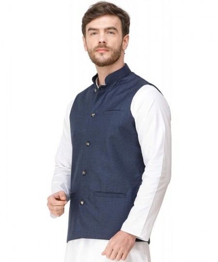 Sleep Sets Waistcoat with Woven Diagonal Stripes and Front Pockets - Design Blue - CZ1973CYY6R