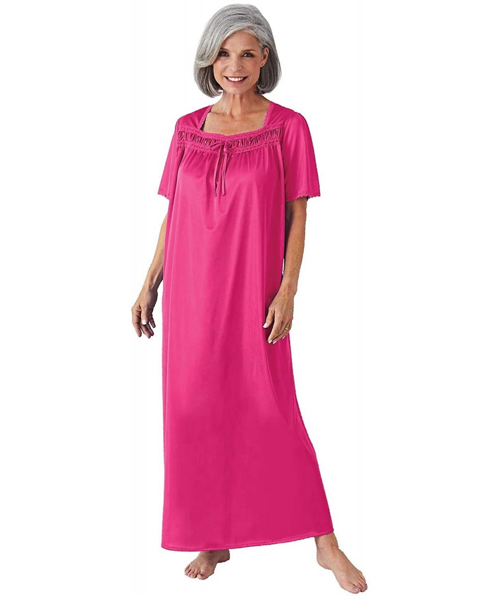 Nightgowns & Sleepshirts Tricot Long Gown- Color Fuschia- Size Extra Large- Fuschia- Size Extra Large - CC190OD4K9K