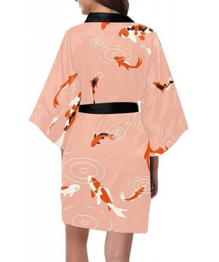 Robes Custom Red Koi Fish Water Women Kimono Robes Beach Cover Up for Parties Wedding (XS-2XL) - Multi 1 - C5194TEMSAY
