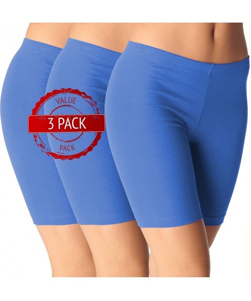 Panties 3 Pack Women's Sexy Basic Shorts Cotton Spandex Yoga Boyshorts - Anti Chafe- Made in The USA - 3 Pack Dazzling Blue -...