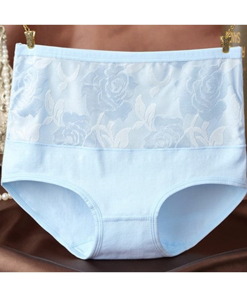 Panties Women Panties Cotton Briefs High Waist Seamless Underwear - Blue - CU1856EGIGQ