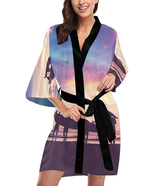 Robes Custom Tropical Pineapple Palm Tree Women Kimono Robes Beach Cover Up for Parties Wedding (XS-2XL) - Multi 5 - C0194X57CNU