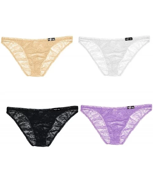 Briefs Men's Sexy Lace Panties Nylon Bikini Underwear Briefs - 4 Pack-mix Color 2 - CK1869DKSM7