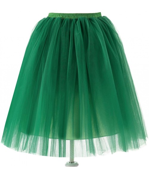 Slips Wedding Tulle Petticoat Planning Women's A Line Short Knee Length Tutu Tulle Prom Party Skirt - Blackish Green - CP18L2...
