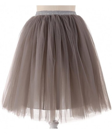 Slips Wedding Tulle Petticoat Planning Women's A Line Short Knee Length Tutu Tulle Prom Party Skirt - Blackish Green - CP18L2...
