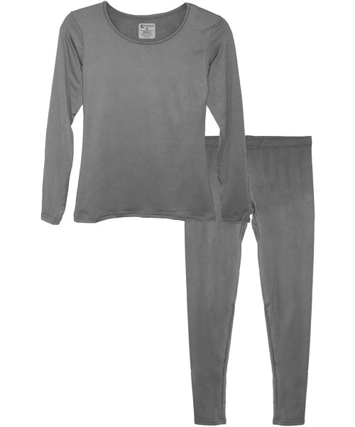 Thermal Underwear Women's Ultra-Soft Fleece Lined Thermal Base Layer Top & Bottom Underwear Set - Dark Gray - C11879OL5T9