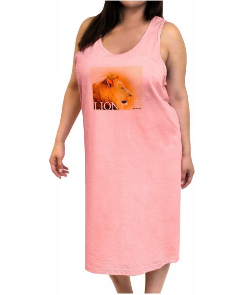 Nightgowns & Sleepshirts Lion Watercolor 3 Text Adult Tank Top Dress Night Shirt - Pink - CI124A3QKTN