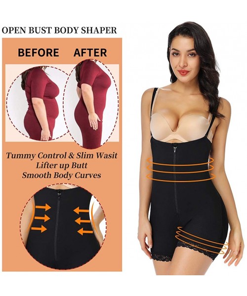Shapewear Women's Open Bust Bodysuit Shapewear Underwear Tummy Control Shapewear Butt Lifter Bodysuit Panties - Black(zipper ...