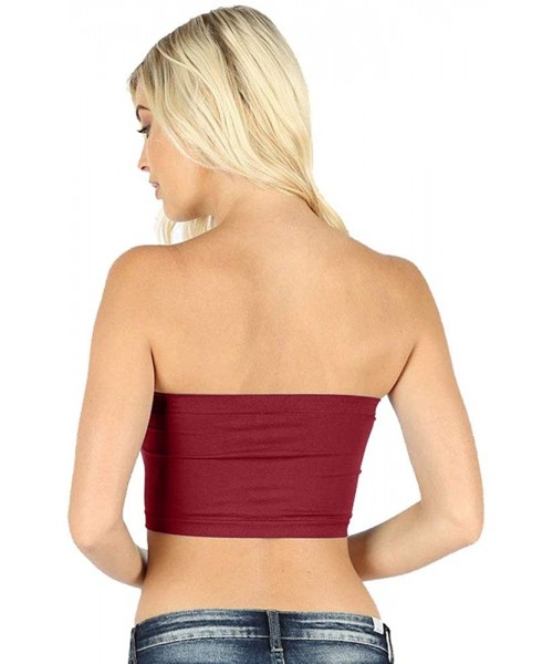 Camisoles & Tanks Strapless Womens Seamless Basic Tube Top Bandeau - Wine - CS18H0NYMI6