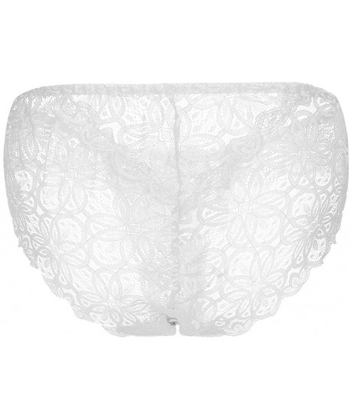 Thermal Underwear Floral Lace Sexy Panty Strappy Panties Thong G-String Lace Lingerie Brief Underpant Sleepwear - White - CW1...