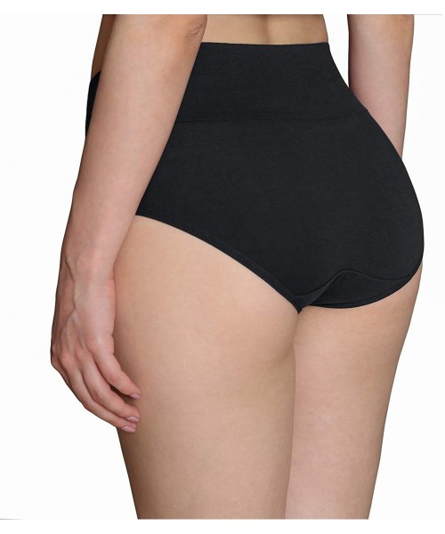 Panties Womens Cotton High Waisted Underwear Regular & Plus Size Multipack - 5 Black - CL18I9CYYCT