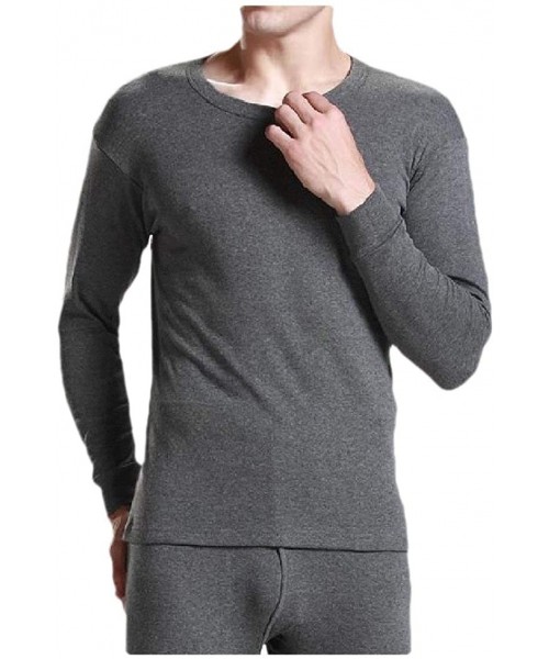 Thermal Underwear Men's Soft Fall Winter Cotton Warm 2 Piece Set Family Pajama Set - Dark Grey - C319948DNGQ