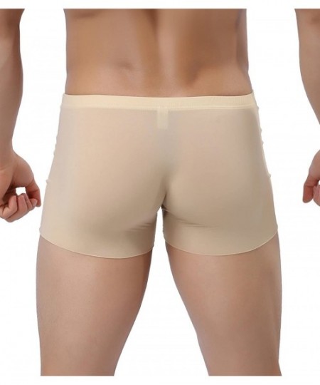 Boxer Briefs Men's Traceless Underwear Ice Silk Boxer Brief - Khaki - C9185NX4GUZ