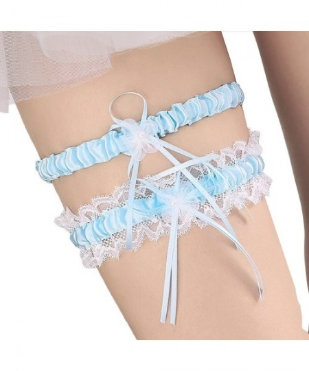 Garters & Garter Belts Bridal Garter Set Satin Lace Rhinestone Wedding Garters for Bride - Navy - C1188WGZ3DY